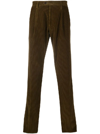 Shop Etro Slim-fit Corduroy Trousers In Brown