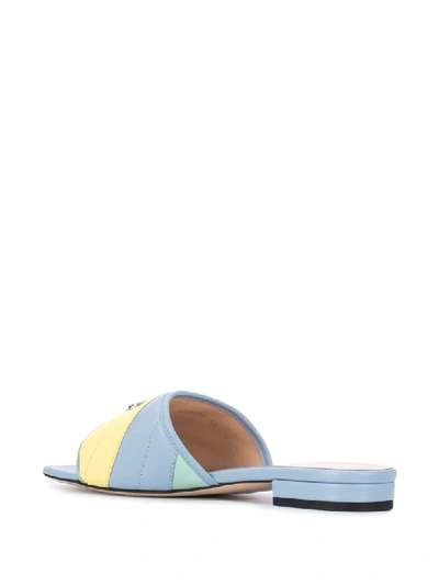 Shop Gucci Double G Quilted Slides In Blue