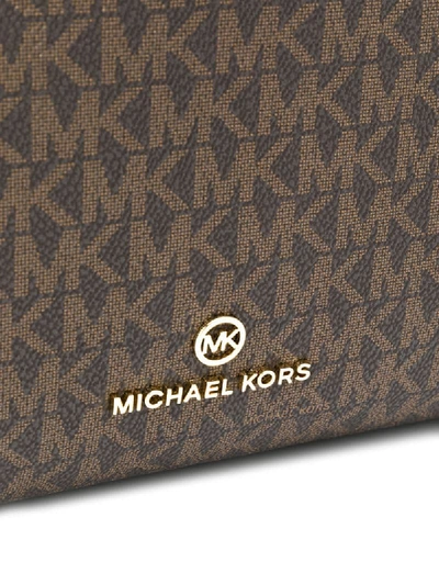 Shop Michael Michael Kors Lucy Monogram-print Tote In Brown