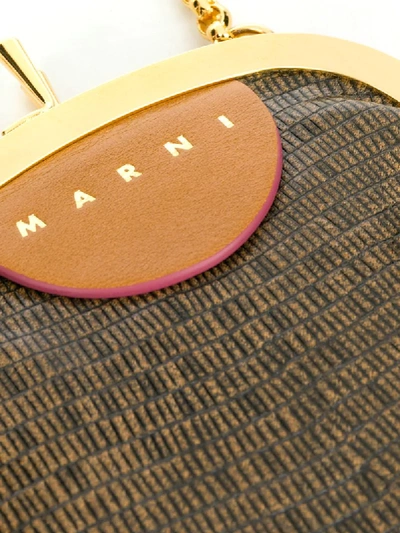 Shop Marni Mini Calf Leather Textured Crossbody Bag In Brown