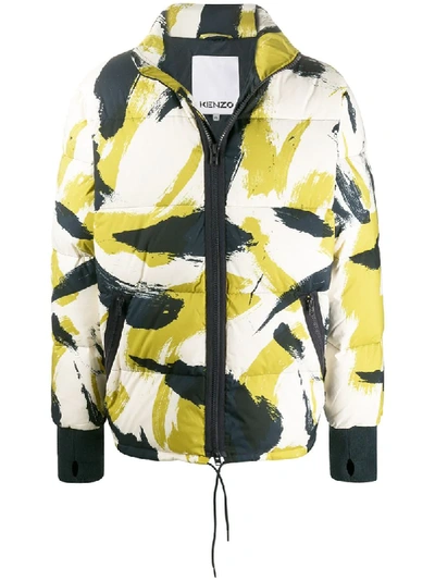 Shop Kenzo Abstract-print Padded Jacket In Green