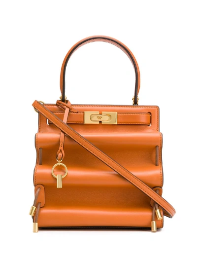 Shop Tory Burch Lee Radziwill Petite Accordion Tote Bag In Orange