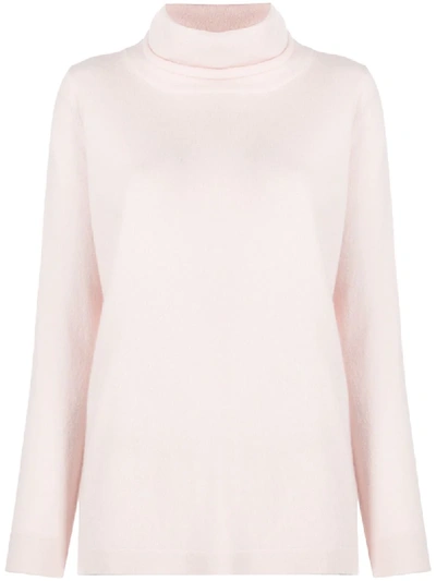 Shop Allude Loose Fit Roll Neck Jumper In Pink