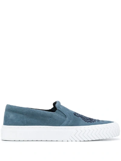 Shop Kenzo Tiger Slip-on Sneakers In Blue