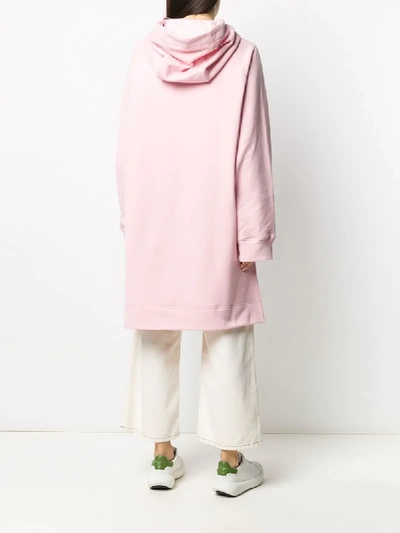 Shop Marni Logo Print Long Hoodie In Pink