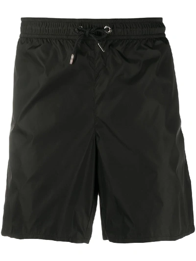 Shop Moncler Logo-tape Swim Shorts In Black