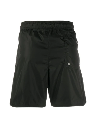 Shop Moncler Logo-tape Swim Shorts In Black