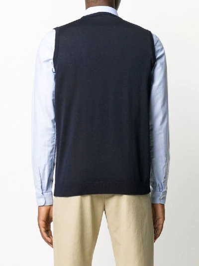 Shop Roberto Collina Fine Knit Sleeveless Jumper In Blue