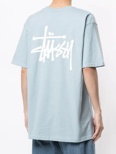 Shop Stussy Short Sleeve Logo Print T-shirt In Blue