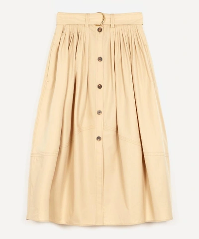 Shop Chloé Cotton A-line Midi-skirt In Soften Brown