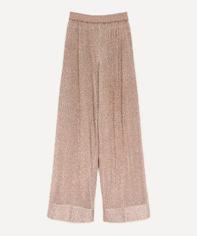Shop Missoni Lurex Wide-leg Trousers In Rose Gold