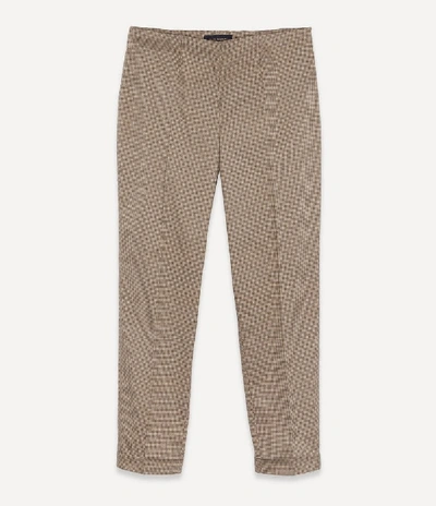 Shop Piazza Sempione Houndstooth Tapered Trousers In Beige