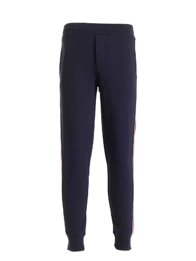 Shop Moncler Colored Bands Track Pants In Dark Blue