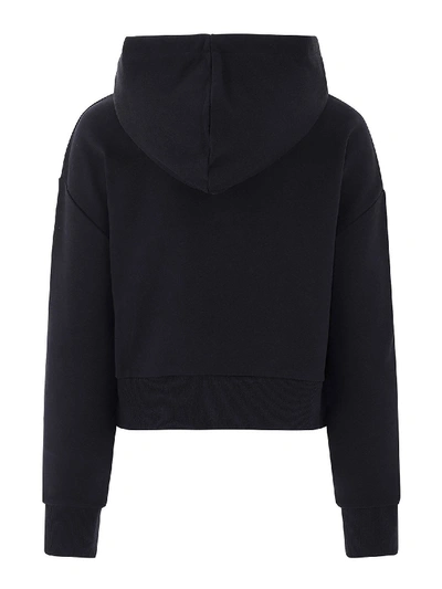 Shop Balmain Cotton Cropped Sweatshirt In Black