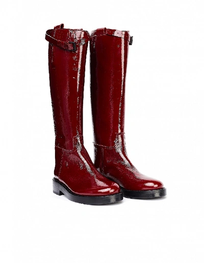 Shop Ann Demeulemeester Red Leather Boots