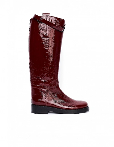 Shop Ann Demeulemeester Red Leather Boots