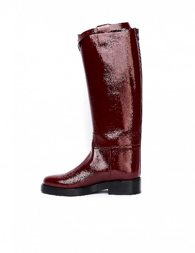 Shop Ann Demeulemeester Red Leather Boots