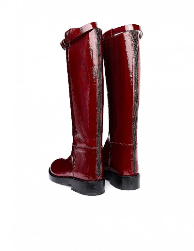 Shop Ann Demeulemeester Red Leather Boots