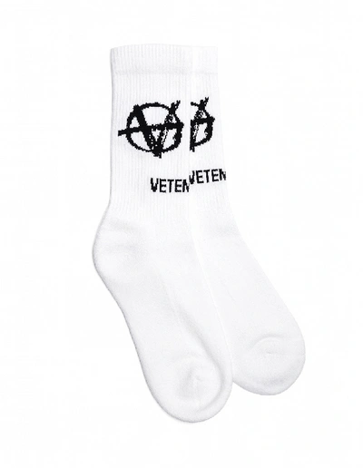 Shop Vetements White Logo Cotton Socks