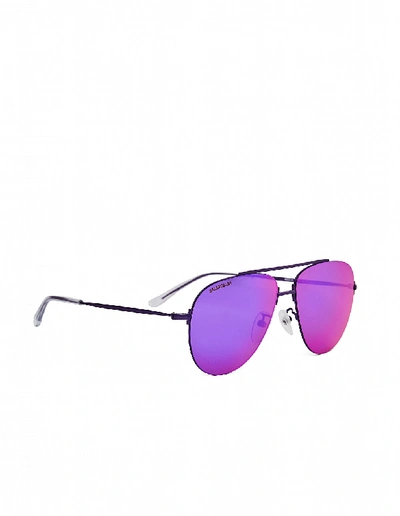 Shop Balenciaga Purple Invisible Aviator Sunglasses