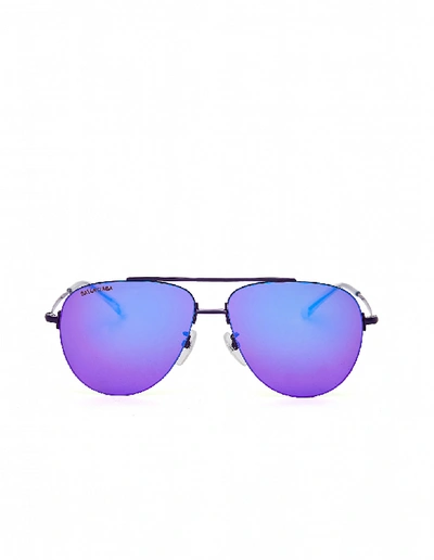 Shop Balenciaga Purple Invisible Aviator Sunglasses