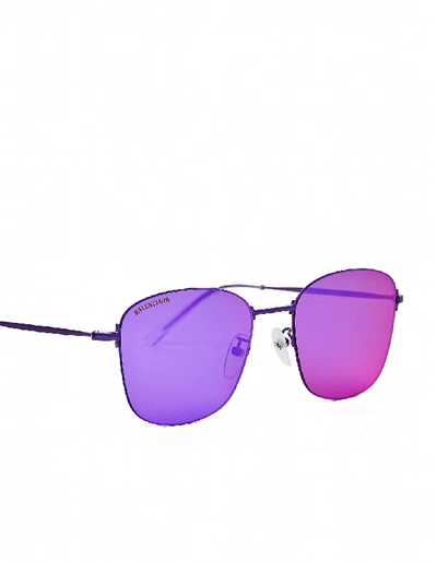 Shop Balenciaga Purple Invisible Square Sunglasses