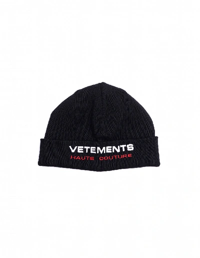 Shop Vetements Haute Couture Embroidered Wool Hat In Black