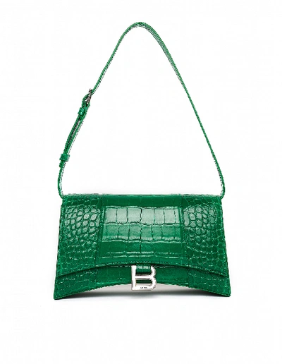 Shop Balenciaga Leather Hourglass Sling Bag In Green