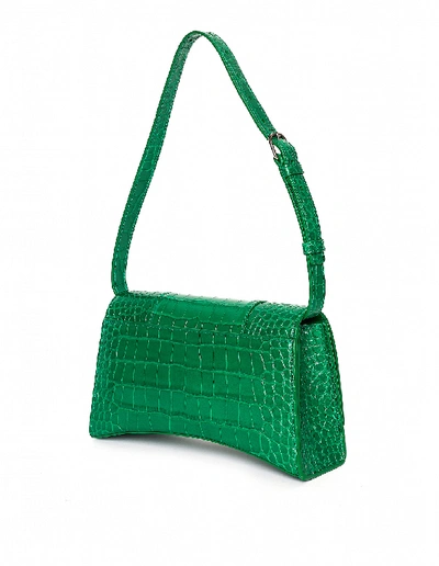 Shop Balenciaga Leather Hourglass Sling Bag In Green