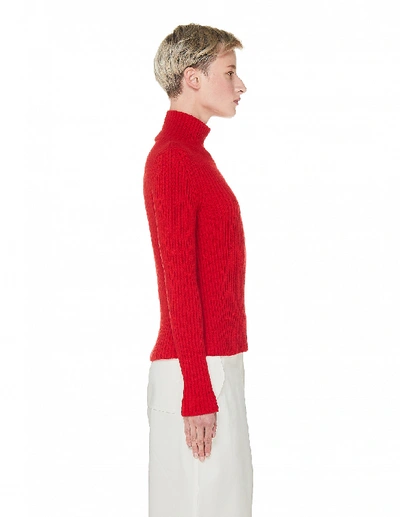 Shop Balenciaga Red Rib Knit Turtleneck