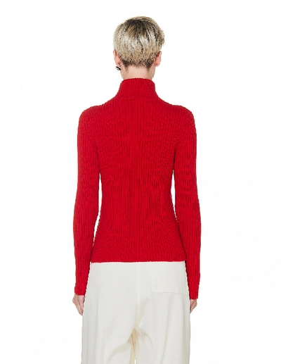 Shop Balenciaga Red Rib Knit Turtleneck