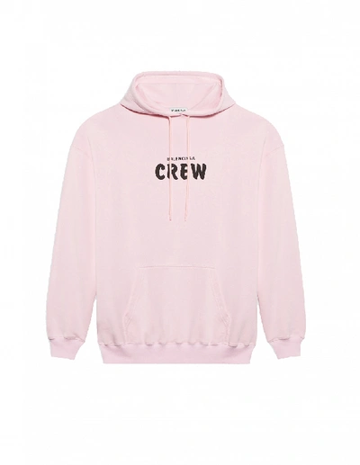 Shop Balenciaga Pink  Crew Hoodie In White