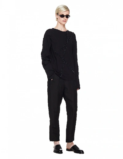 Shop Yohji Yamamoto Black Cotton & Linen Longsleeve