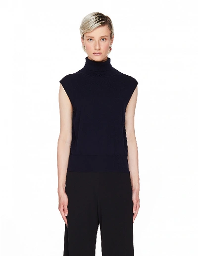 Shop The Row Lenora Cashmere And Wool Top In Navy Blue