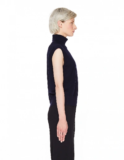 The Row Lenora Cashmere And Wool Top In Navy Blue