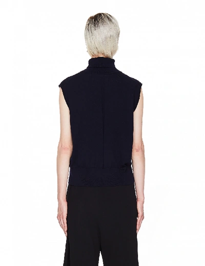 The Row Lenora Cashmere And Wool Top In Navy Blue