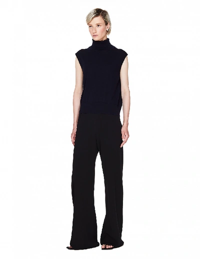 The Row Lenora Cashmere And Wool Top In Navy Blue