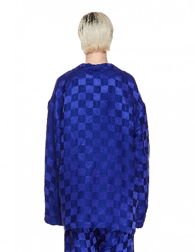 Shop Haider Ackermann Jacquard Linen & Silk Jacket In Blue