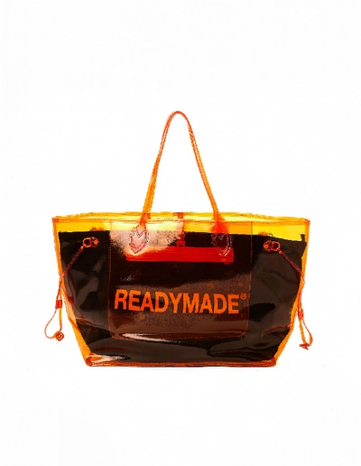 Shop Readymade Orange Transparent Roomy Bag In White