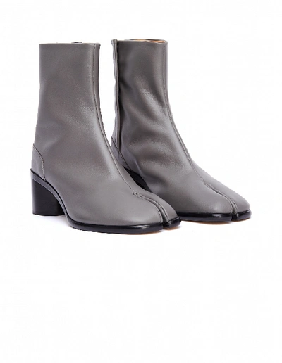 Shop Maison Margiela Grey Leather Tabi Boots