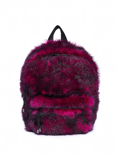 Shop Vetements Pink Shearling Backpack In White