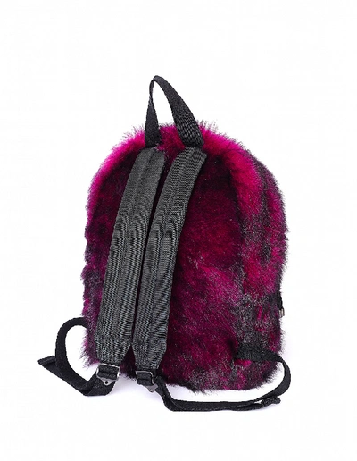 Shop Vetements Pink Shearling Backpack In White