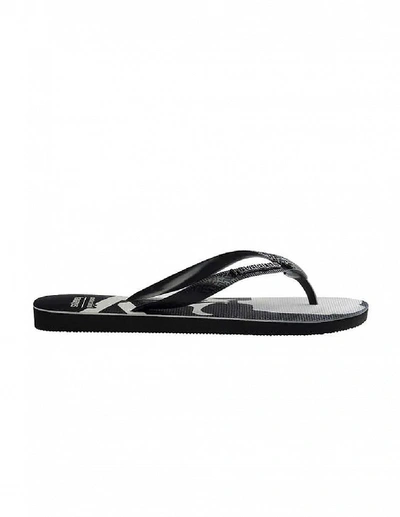 Shop Mastermind Japan Black Tradi Zori Scull Printed Sandal