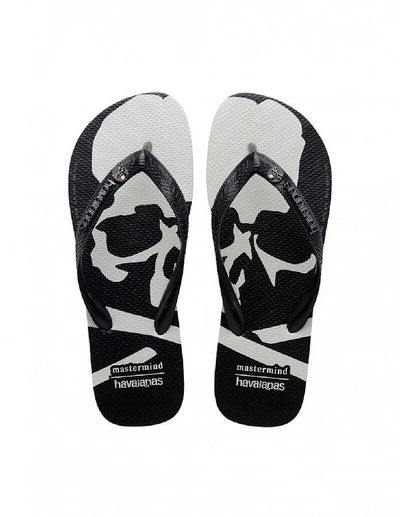 Shop Mastermind Japan Black Tradi Zori Scull Printed Sandal