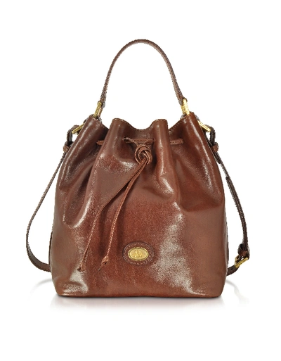 Shop The Bridge Handbags Dark Brown Leather Bucket Bag