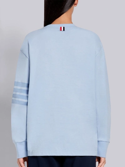 Shop Thom Browne Light Blue Cotton Jersey Long Sleeve Tonal 4-bar Rugby T-shirt