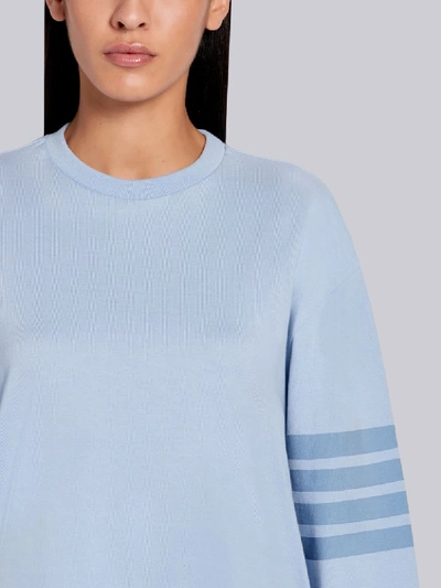 Shop Thom Browne Light Blue Cotton Jersey Long Sleeve Tonal 4-bar Rugby T-shirt