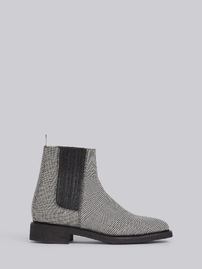 Shop Thom Browne Black And White Prince Of Wales Crepe Sole Chelsea Boot