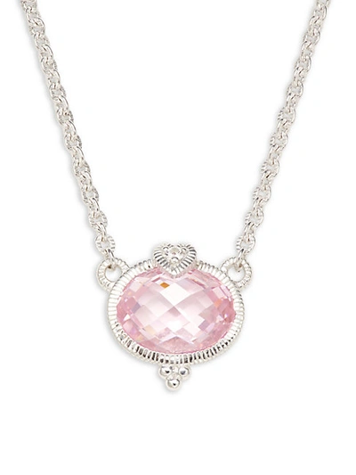 Shop Judith Ripka Ambrosia Sterling Silver, White Topaz & Pink Cubic Zirconia Pendant Necklace