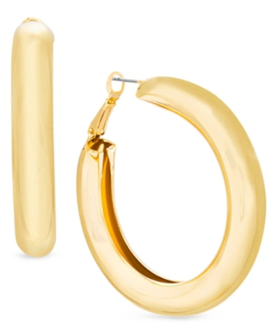 Shop Steve Madden Medium Tubular Hoop Earrings, 1.96" In Gold